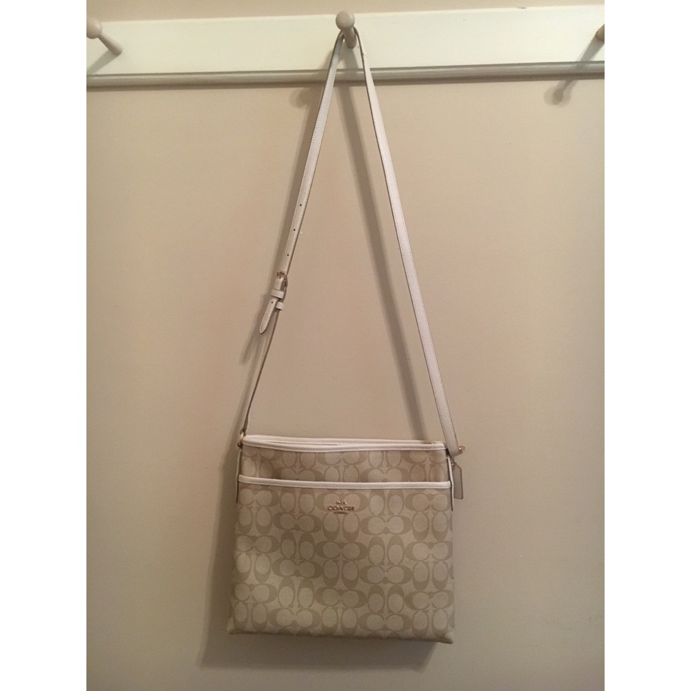 Cream and Tan Coach Crossbody Bag